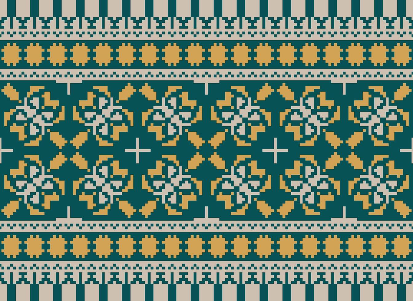 African cross stitch embroidery on background.geometric ethnic oriental seamless pattern traditional.Aztec style abstract vector illustration.design for texture,fabric,clothing,wrapping,carpet.