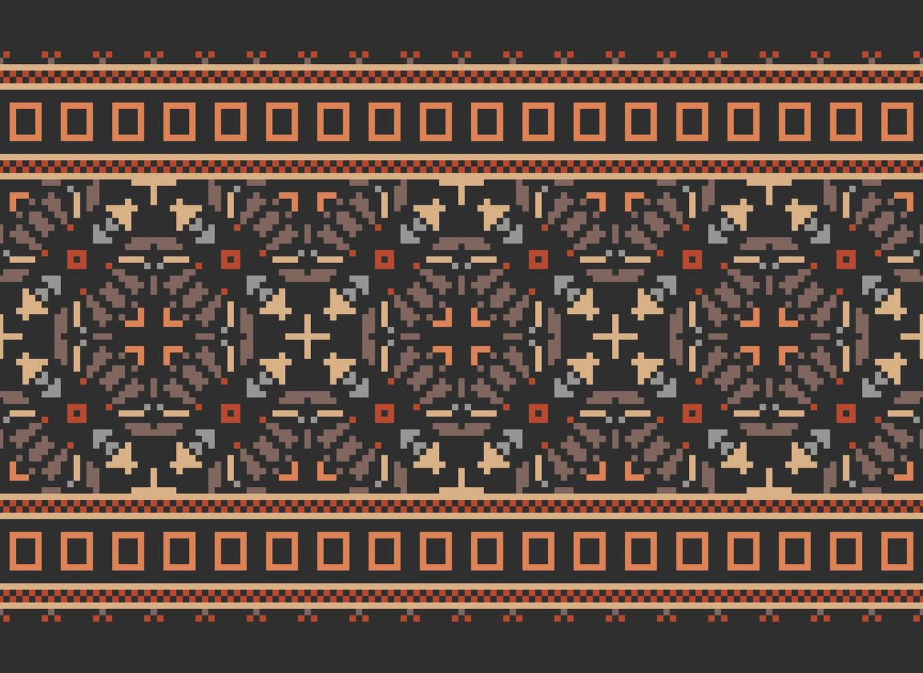 African cross stitch embroidery on background.geometric ethnic oriental seamless pattern traditional.Aztec style abstract vector illustration.design for texture,fabric,clothing,wrapping,carpet.