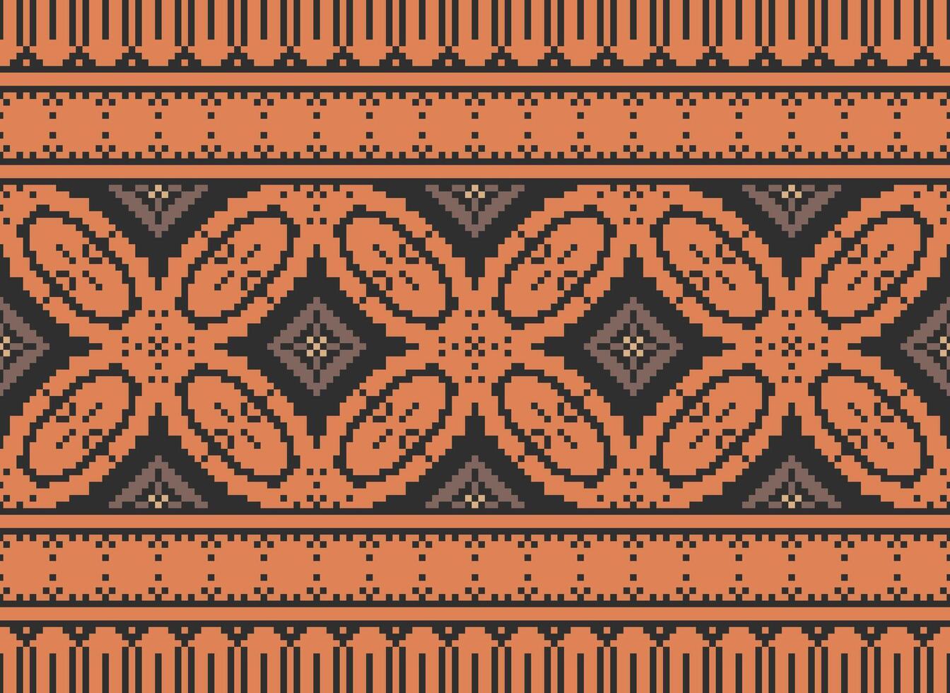 Beautiful pixel patterns traditional folk style, geometric ethnic seamless pattern vector illustration. Design for  cross stitch, carpet, wallpaper, clothing, texti fabric, wrapping, batik, embroidery