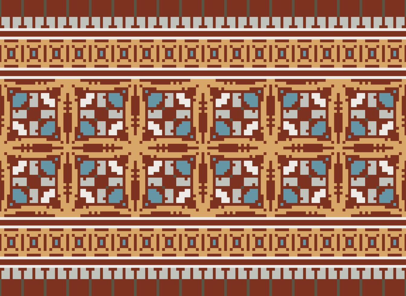 African cross stitch embroidery on background.geometric ethnic oriental seamless pattern traditional.Aztec style abstract vector illustration.design for texture,fabric,clothing,wrapping,carpet.