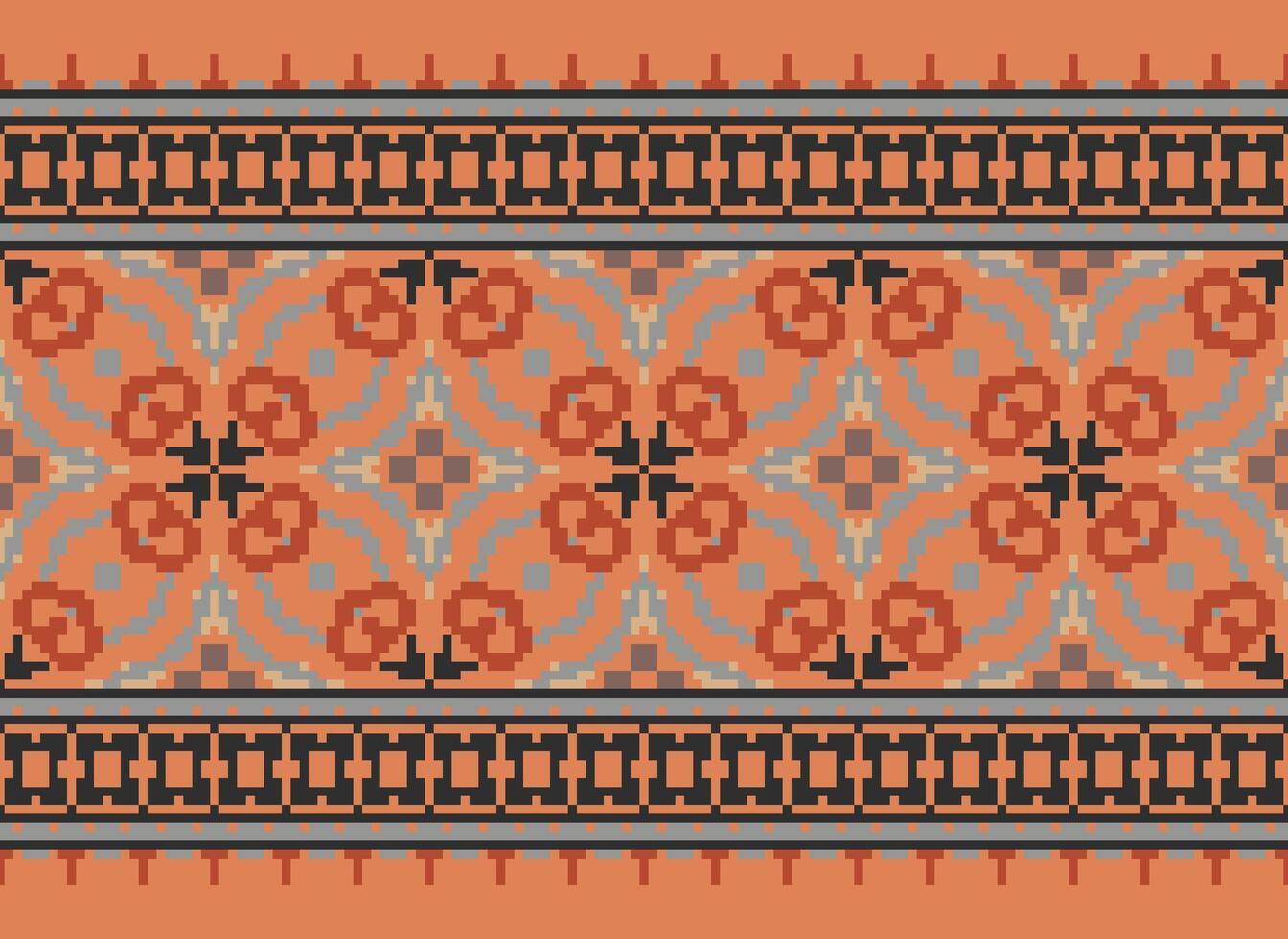 African cross stitch embroidery on background.geometric ethnic oriental seamless pattern traditional.Aztec style abstract vector illustration.design for texture,fabric,clothing,wrapping,carpet.