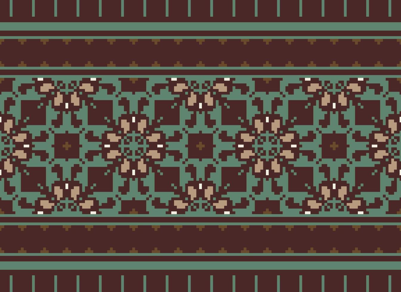 African cross stitch embroidery on background.geometric ethnic oriental seamless pattern traditional.Aztec style abstract vector illustration.design for texture,fabric,clothing,wrapping,carpet.