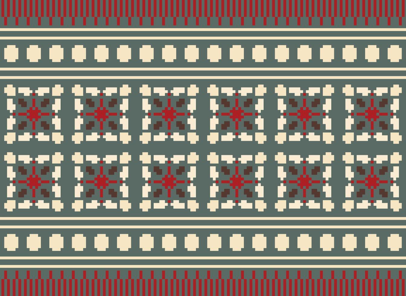 African cross stitch embroidery on background.geometric ethnic oriental seamless pattern traditional.Aztec style abstract vector illustration.design for texture,fabric,clothing,wrapping,carpet.
