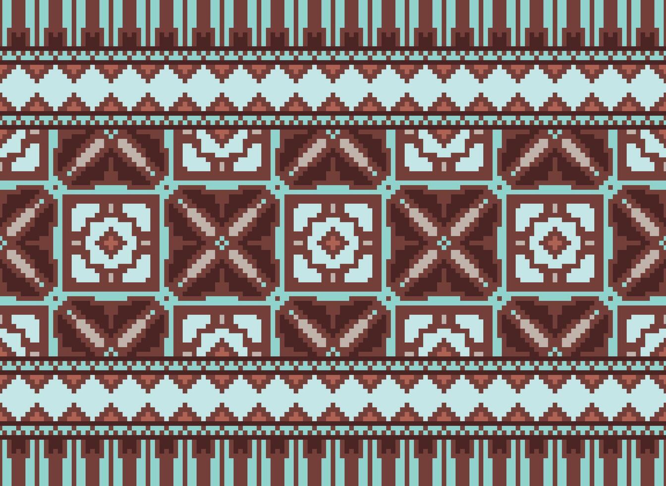 African cross stitch embroidery on background.geometric ethnic oriental seamless pattern traditional.Aztec style abstract vector illustration.design for texture,fabric,clothing,wrapping,carpet.