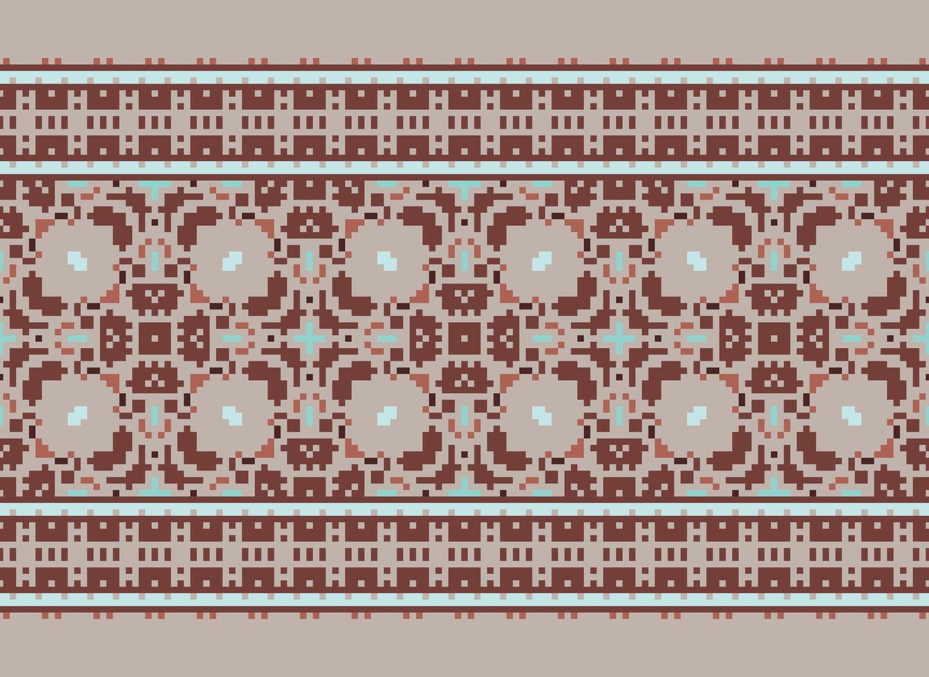 African cross stitch embroidery on background.geometric ethnic oriental seamless pattern traditional.Aztec style abstract vector illustration.design for texture,fabric,clothing,wrapping,carpet.
