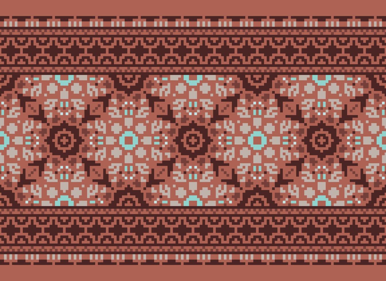 African cross stitch embroidery on background.geometric ethnic oriental seamless pattern traditional.Aztec style abstract vector illustration.design for texture,fabric,clothing,wrapping,carpet.