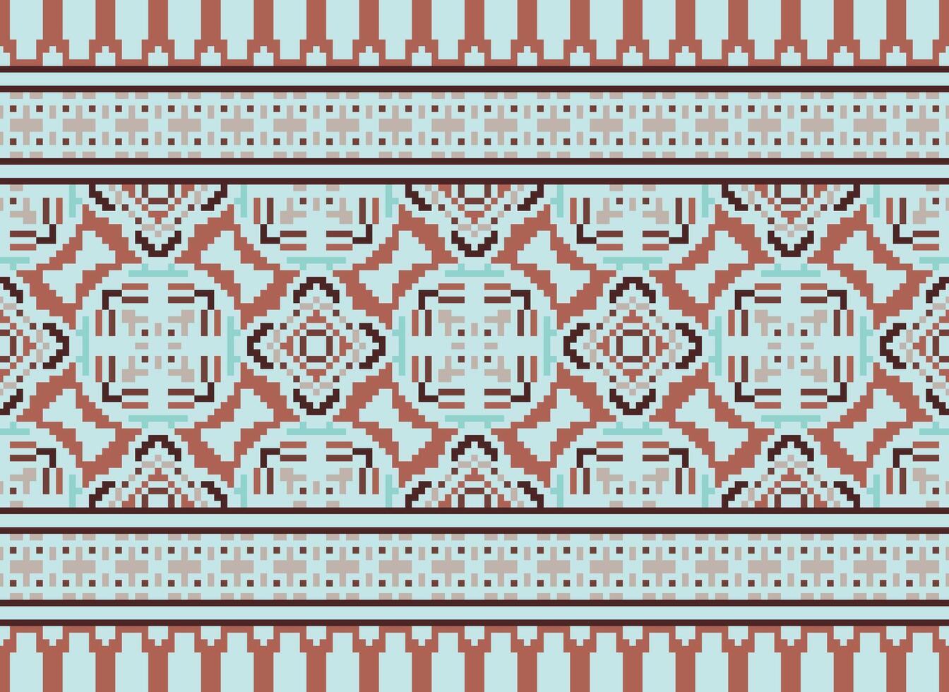 African cross stitch embroidery on background.geometric ethnic oriental seamless pattern traditional.Aztec style abstract vector illustration.design for texture,fabric,clothing,wrapping,carpet.