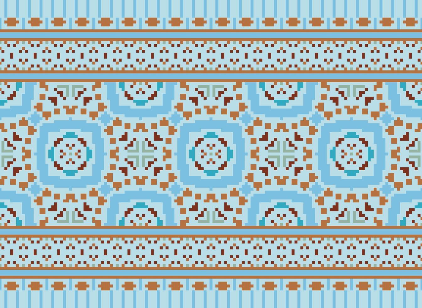 African cross stitch embroidery on background.geometric ethnic oriental seamless pattern traditional.Aztec style abstract vector illustration.design for texture,fabric,clothing,wrapping,carpet.