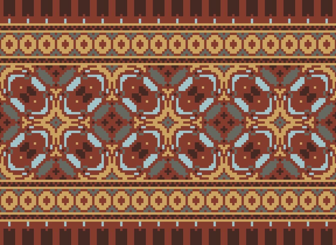 African cross stitch embroidery on background.geometric ethnic oriental seamless pattern traditional.Aztec style abstract vector illustration.design for texture,fabric,clothing,wrapping,carpet.