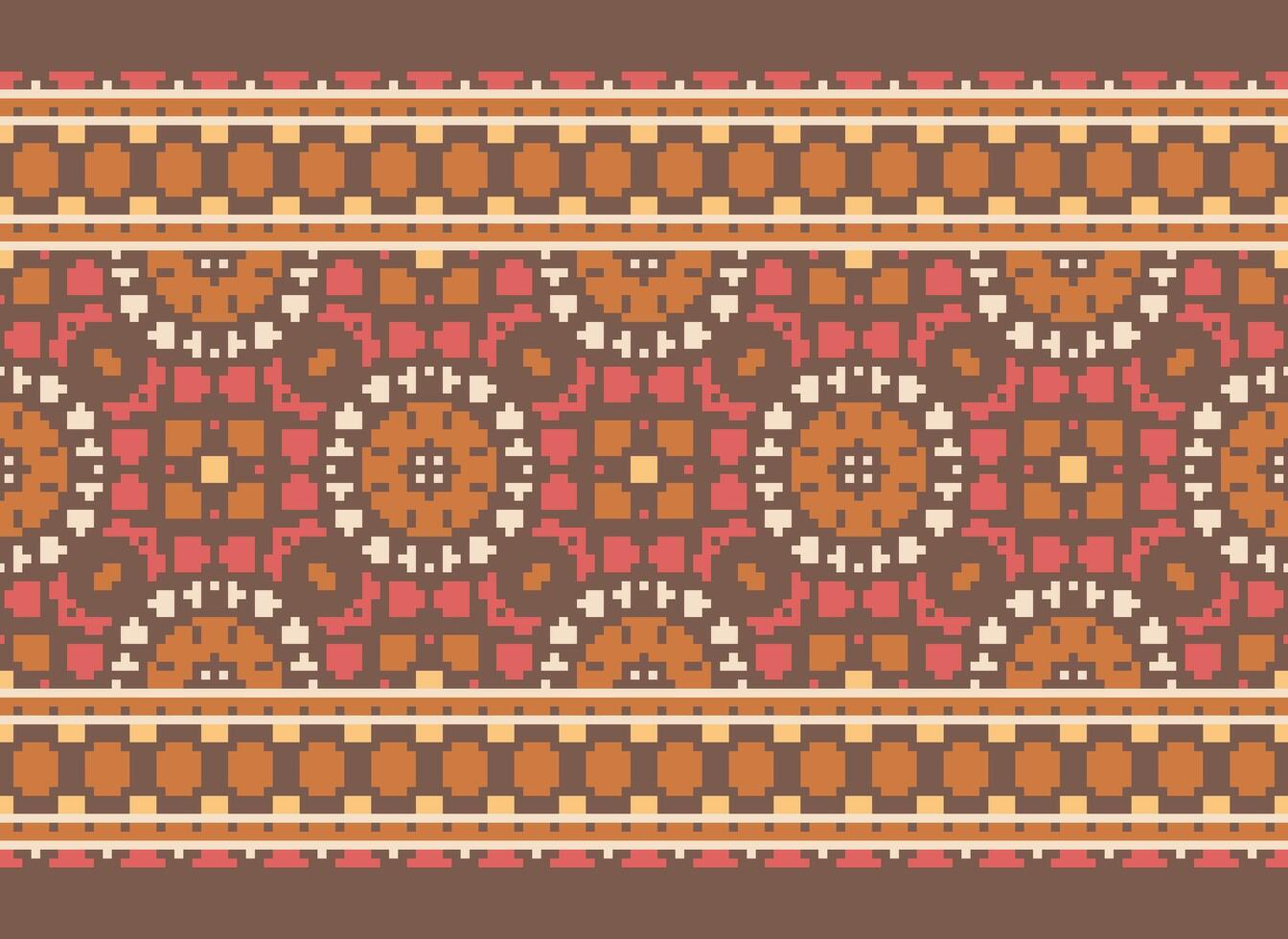 Cross stitch colorful geometric traditional ethnic pattern Ikat seamless pattern abstract design for fabric print cloth dress carpet curtains and sarong Aztec African Indian Indonesian vector