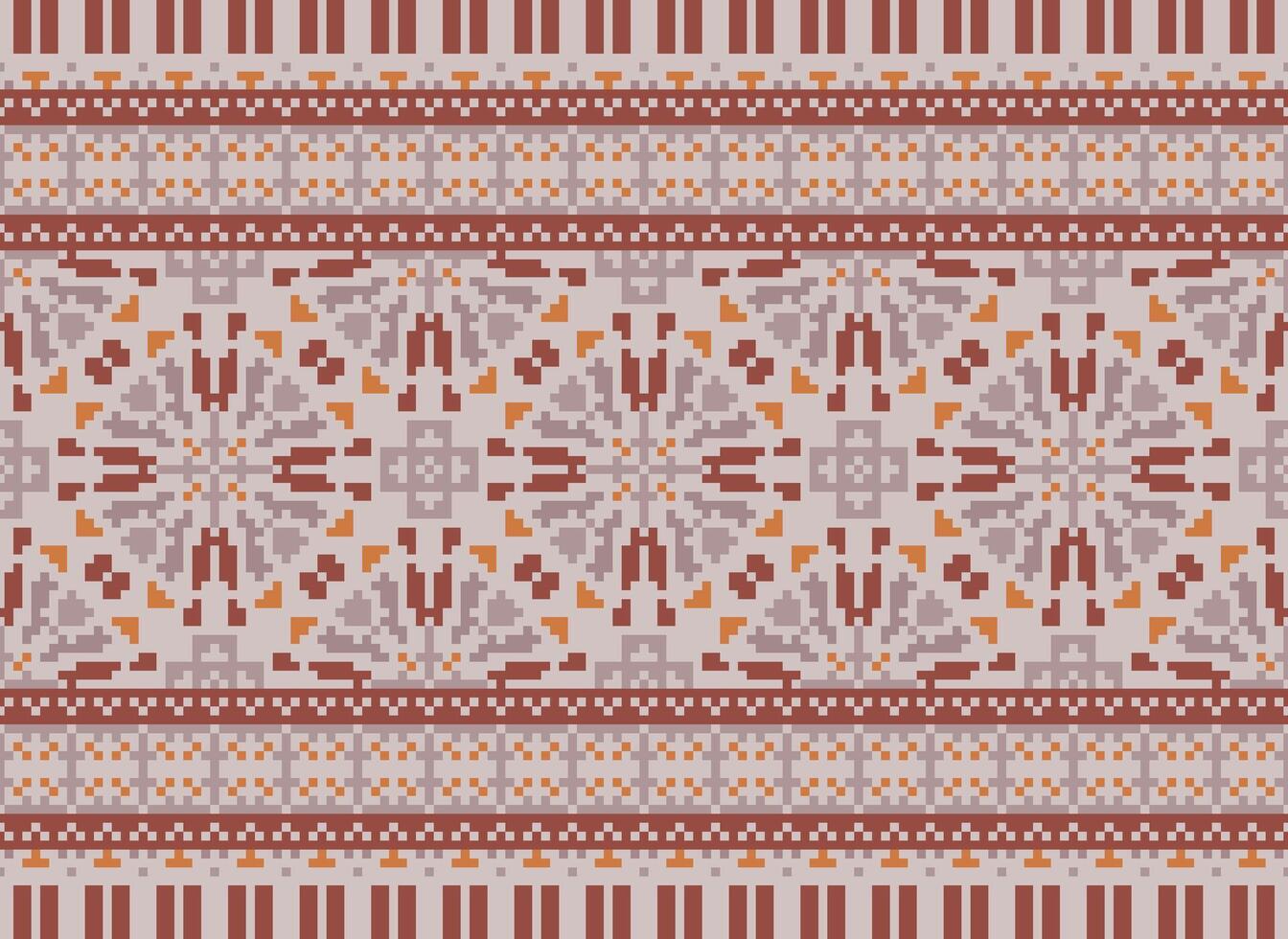 Cross stitch colorful geometric traditional ethnic pattern Ikat seamless pattern abstract design for fabric print cloth dress carpet curtains and sarong Aztec African Indian Indonesian vector