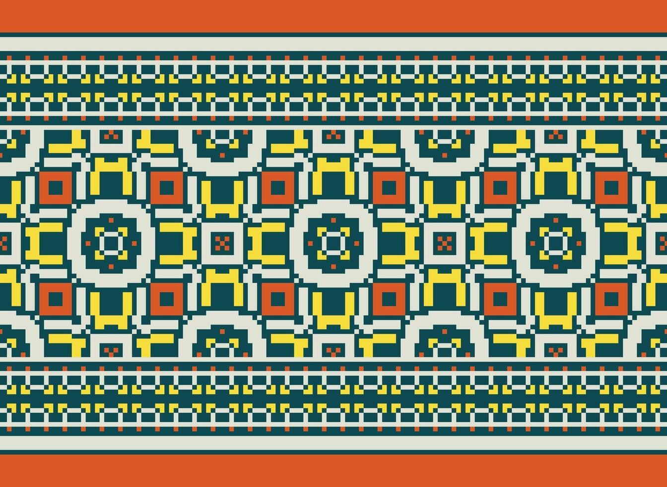 Nature vintages cross stitch traditional ethnic pattern paisley flower Ikat background abstract Aztec African Indonesian Indian seamless pattern for fabric print cloth dress carpet curtains and sarong vector
