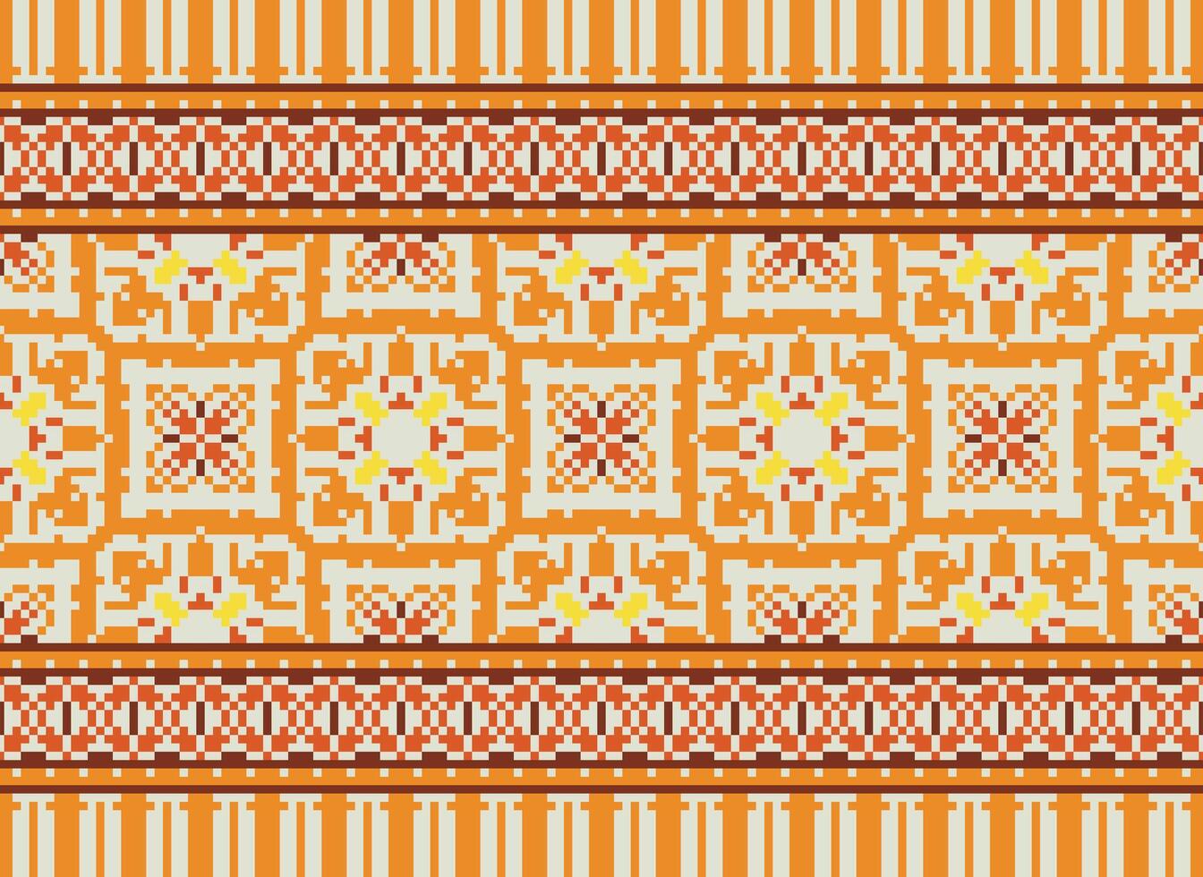 Cross stitch colorful geometric traditional ethnic pattern Ikat seamless pattern abstract design for fabric print cloth dress carpet curtains and sarong Aztec African Indian Indonesian vector