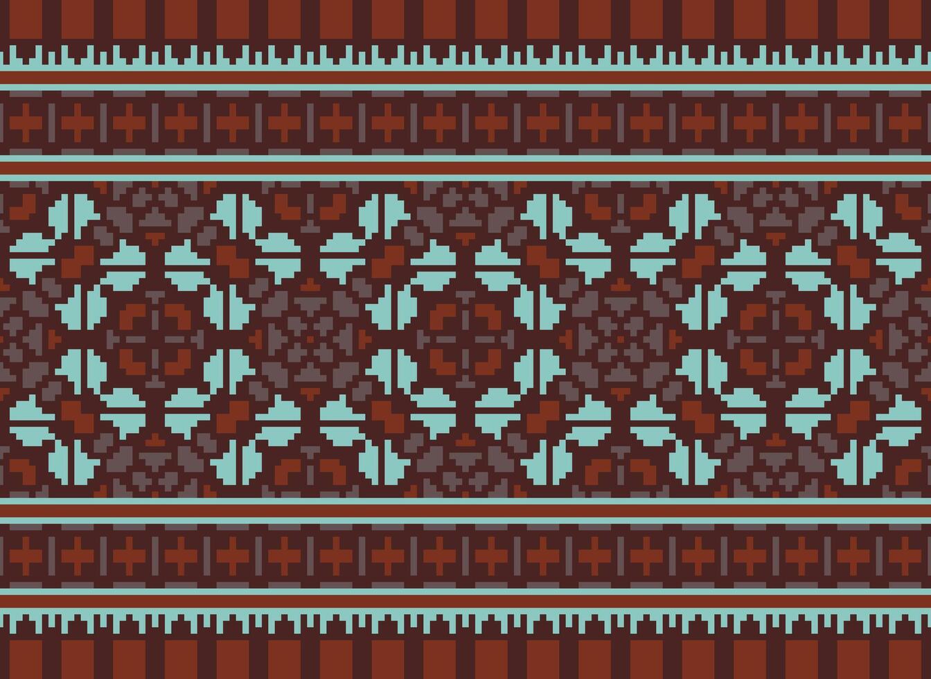 Nature vintages cross stitch traditional ethnic pattern paisley flower Ikat background abstract Aztec African Indonesian Indian seamless pattern for fabric print cloth dress carpet curtains and sarong vector