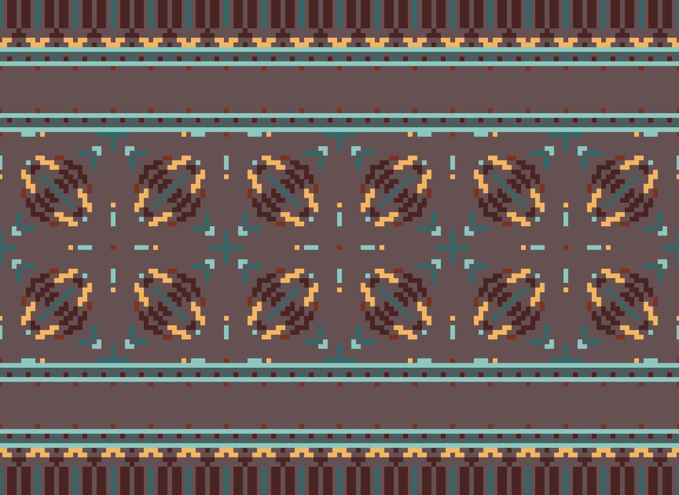 Nature vintages cross stitch traditional ethnic pattern paisley flower Ikat background abstract Aztec African Indonesian Indian seamless pattern for fabric print cloth dress carpet curtains and sarong vector