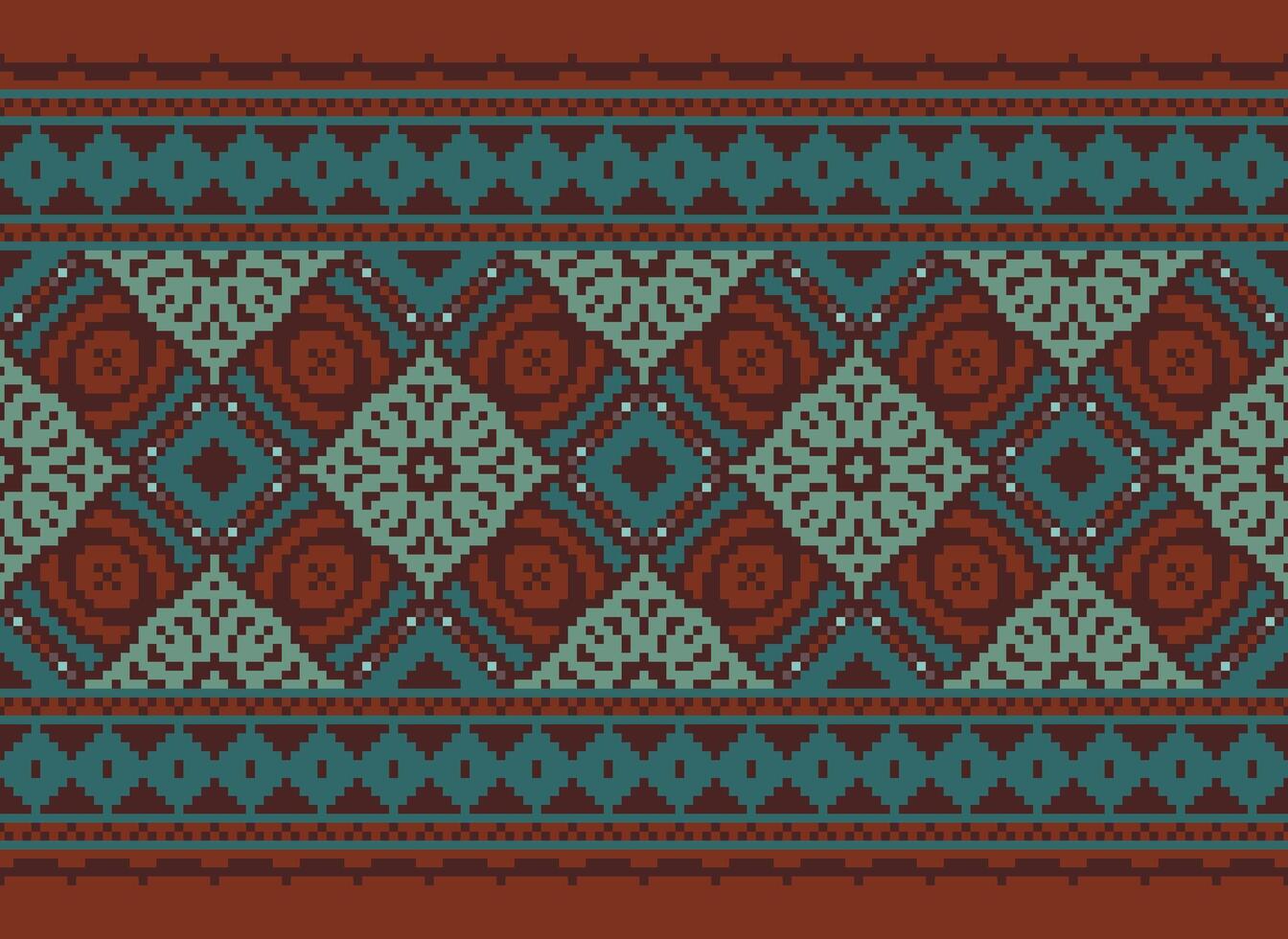 Nature vintages cross stitch traditional ethnic pattern paisley flower Ikat background abstract Aztec African Indonesian Indian seamless pattern for fabric print cloth dress carpet curtains and sarong vector