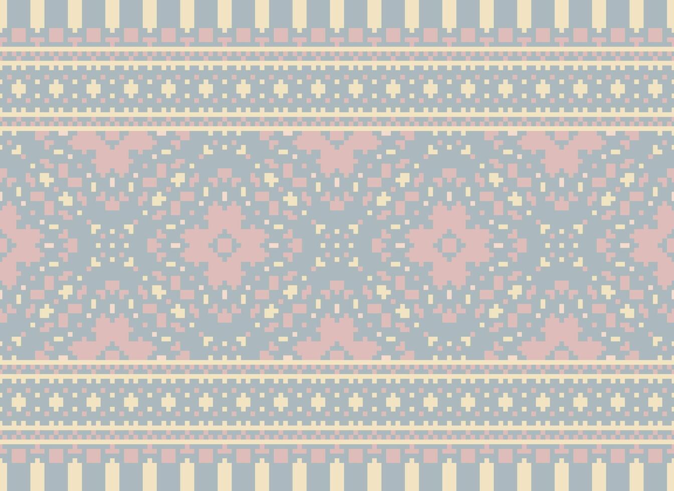 Nature vintages cross stitch traditional ethnic pattern paisley flower Ikat background abstract Aztec African Indonesian Indian seamless pattern for fabric print cloth dress carpet curtains and sarong vector