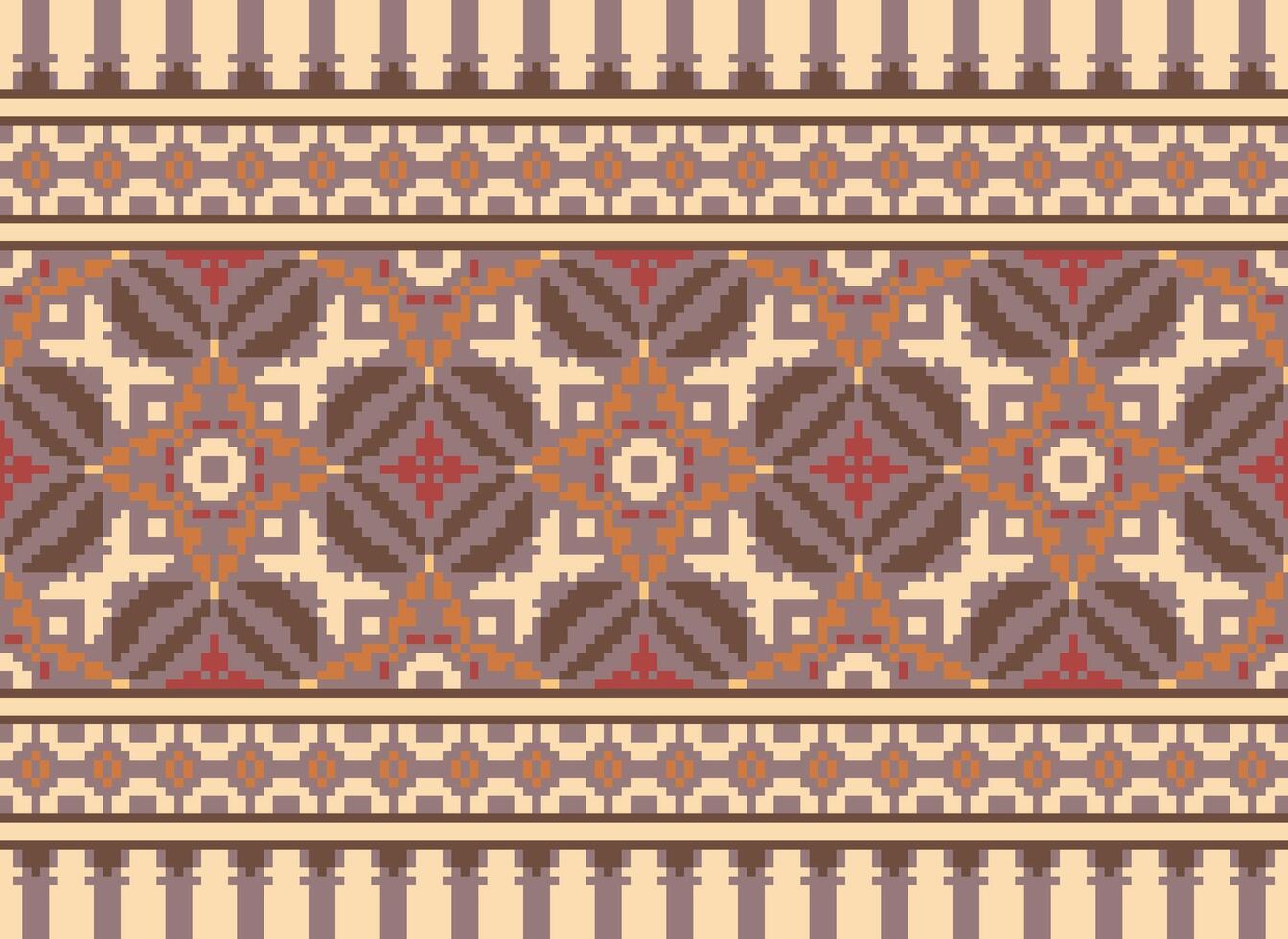 Nature vintages cross stitch traditional ethnic pattern paisley flower Ikat background abstract Aztec African Indonesian Indian seamless pattern for fabric print cloth dress carpet curtains and sarong vector