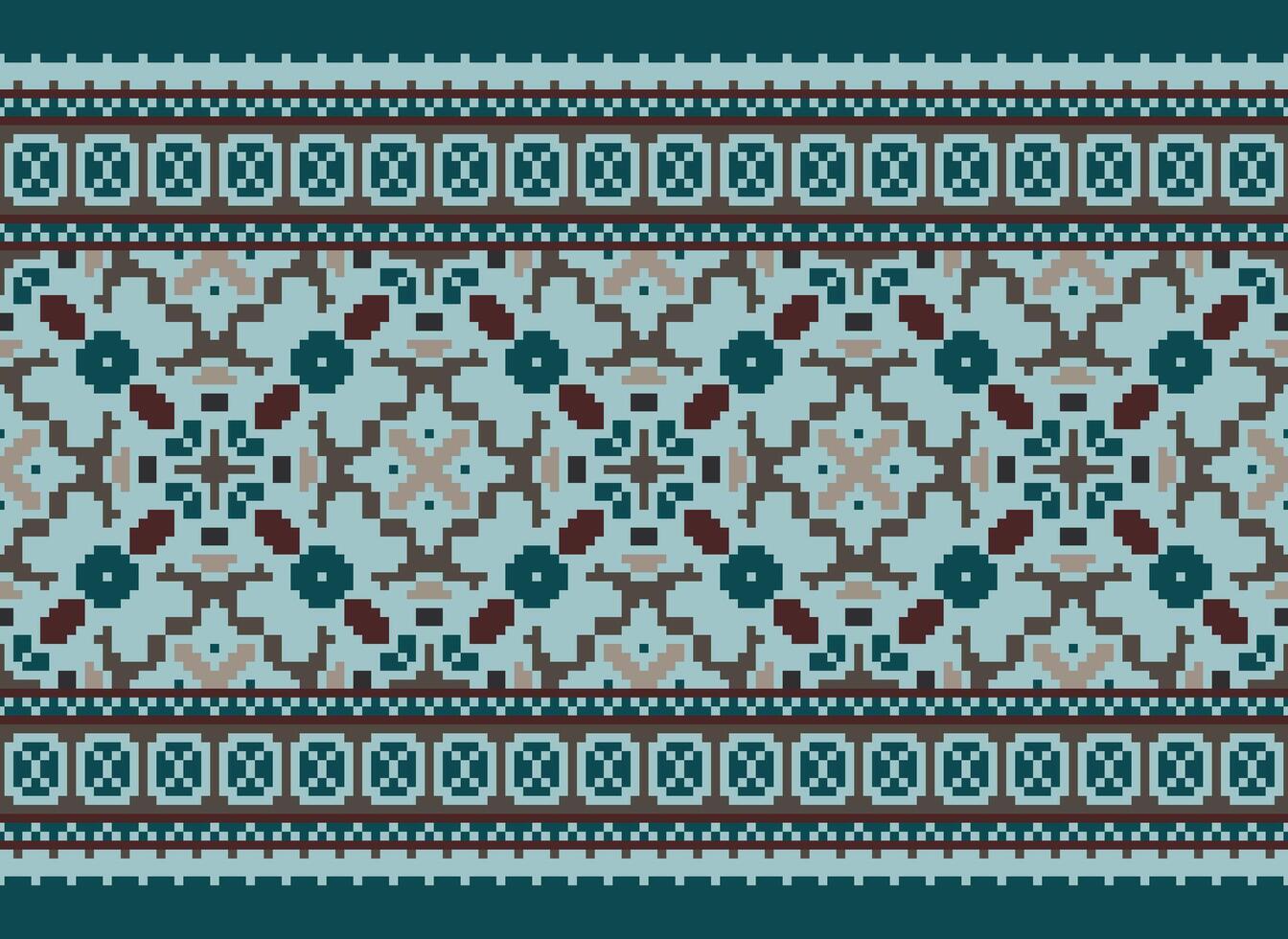 Cross stitch colorful geometric traditional ethnic pattern Ikat seamless pattern abstract design for fabric print cloth dress carpet curtains and sarong Aztec African Indian Indonesian vector