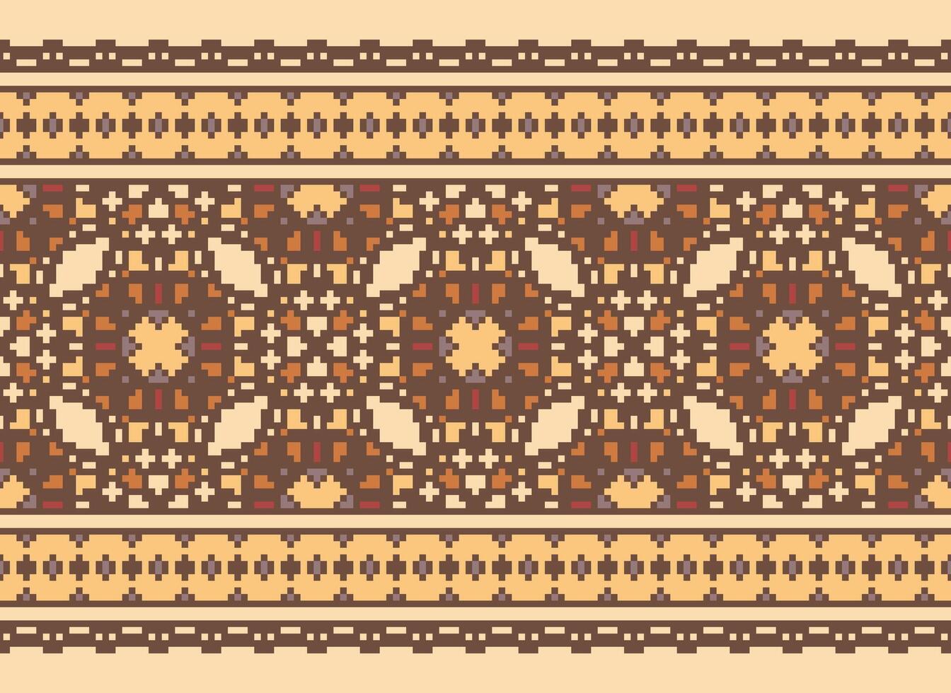 Nature vintages cross stitch traditional ethnic pattern paisley flower Ikat background abstract Aztec African Indonesian Indian seamless pattern for fabric print cloth dress carpet curtains and sarong vector