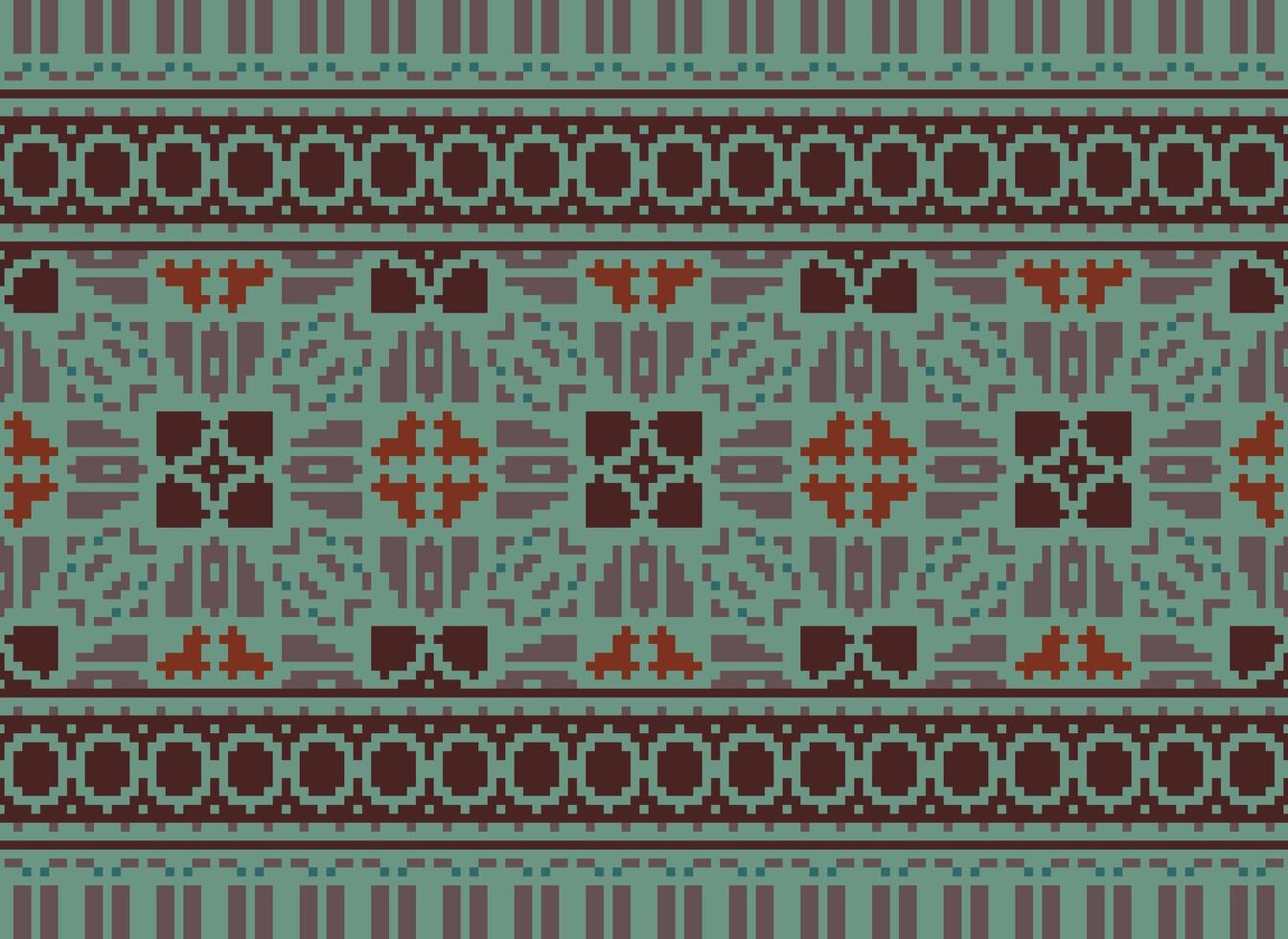 Nature vintages cross stitch traditional ethnic pattern paisley flower Ikat background abstract Aztec African Indonesian Indian seamless pattern for fabric print cloth dress carpet curtains and sarong vector