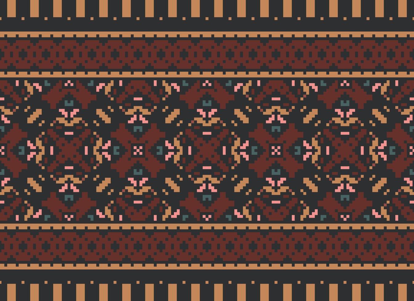 Nature vintages cross stitch traditional ethnic pattern paisley flower Ikat background abstract Aztec African Indonesian Indian seamless pattern for fabric print cloth dress carpet curtains and sarong vector