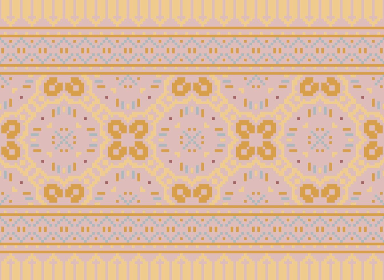 Nature vintages cross stitch traditional ethnic pattern paisley flower Ikat background abstract Aztec African Indonesian Indian seamless pattern for fabric print cloth dress carpet curtains and sarong vector