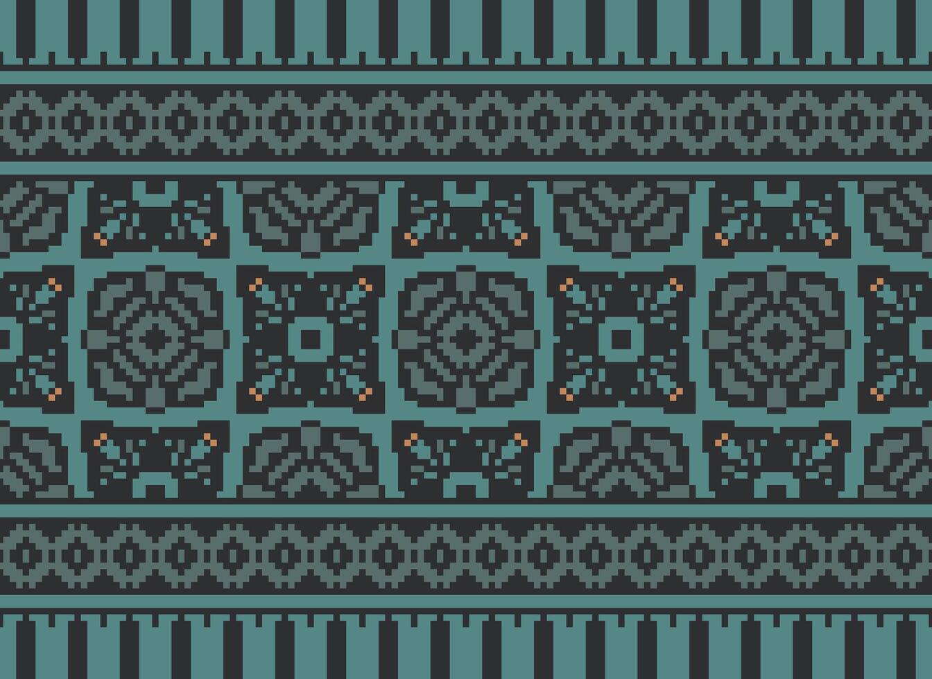 Nature vintages cross stitch traditional ethnic pattern paisley flower Ikat background abstract Aztec African Indonesian Indian seamless pattern for fabric print cloth dress carpet curtains and sarong vector