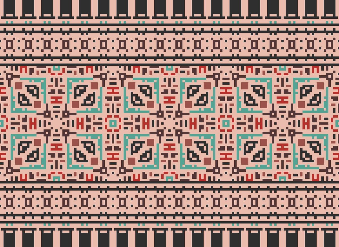 Nature vintages cross stitch traditional ethnic pattern paisley flower Ikat background abstract Aztec African Indonesian Indian seamless pattern for fabric print cloth dress carpet curtains and sarong vector