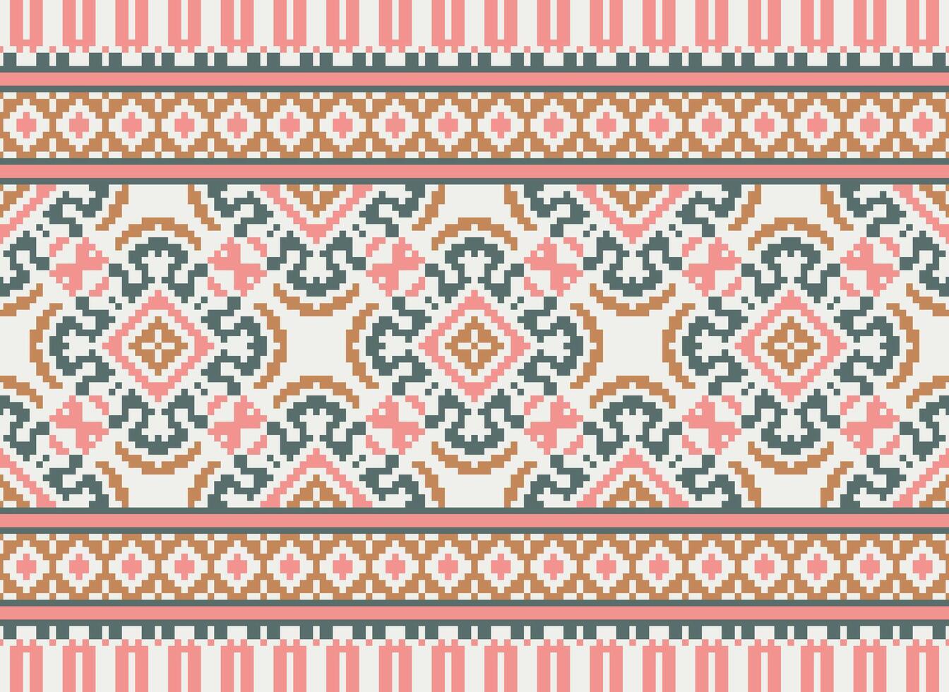 Nature vintages cross stitch traditional ethnic pattern paisley flower Ikat background abstract Aztec African Indonesian Indian seamless pattern for fabric print cloth dress carpet curtains and sarong vector