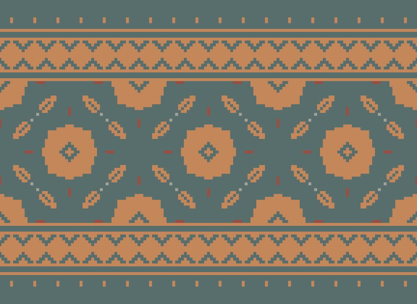 Nature vintages cross stitch traditional ethnic pattern paisley flower Ikat background abstract Aztec African Indonesian Indian seamless pattern for fabric print cloth dress carpet curtains and sarong vector