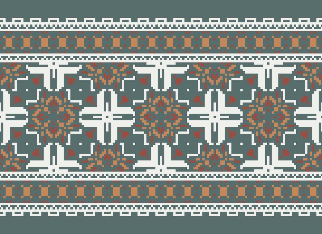 Nature vintages cross stitch traditional ethnic pattern paisley flower Ikat background abstract Aztec African Indonesian Indian seamless pattern for fabric print cloth dress carpet curtains and sarong vector