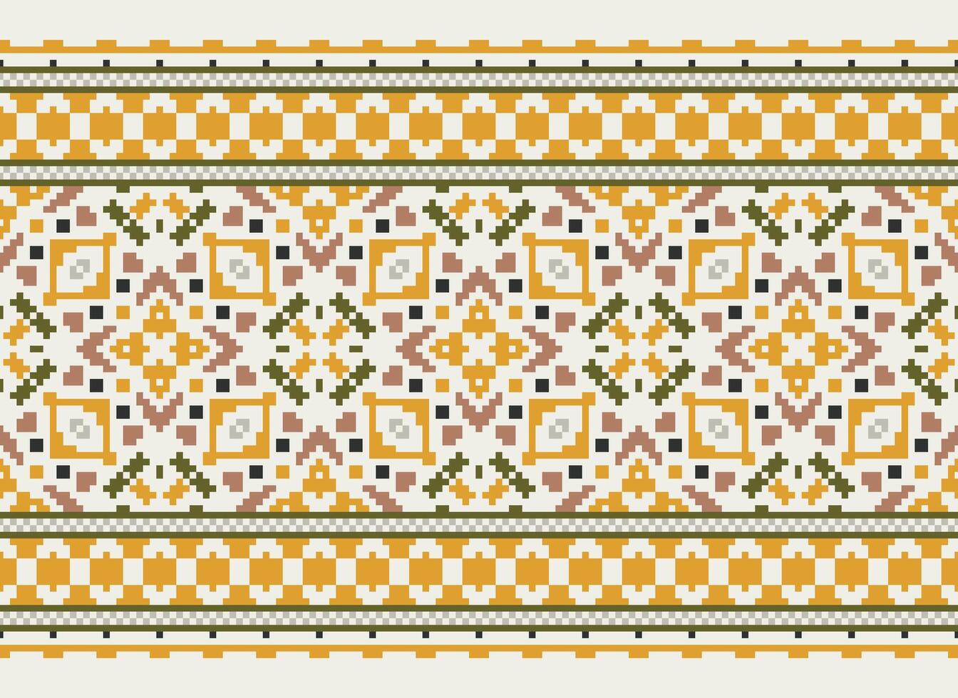 Nature vintages cross stitch traditional ethnic pattern paisley flower Ikat background abstract Aztec African Indonesian Indian seamless pattern for fabric print cloth dress carpet curtains and sarong vector
