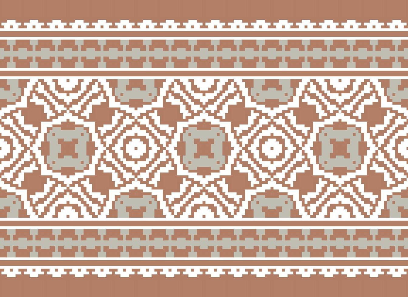 Nature vintages cross stitch traditional ethnic pattern paisley flower Ikat background abstract Aztec African Indonesian Indian seamless pattern for fabric print cloth dress carpet curtains and sarong vector
