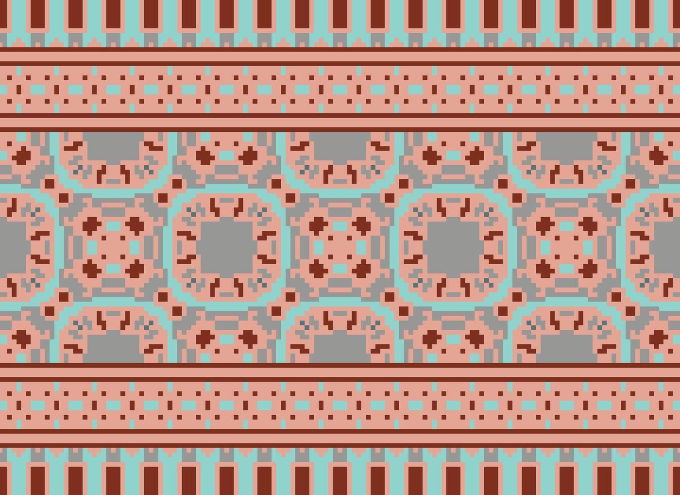 Nature vintages cross stitch traditional ethnic pattern paisley flower Ikat background abstract Aztec African Indonesian Indian seamless pattern for fabric print cloth dress carpet curtains and sarong vector