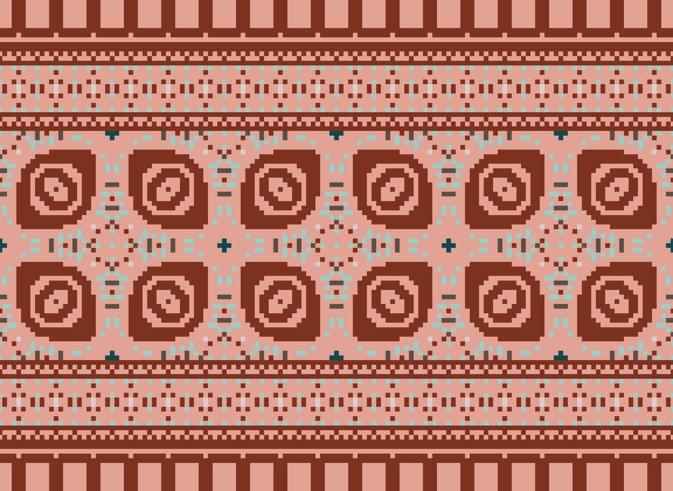 Nature vintages cross stitch traditional ethnic pattern paisley flower Ikat background abstract Aztec African Indonesian Indian seamless pattern for fabric print cloth dress carpet curtains and sarong vector