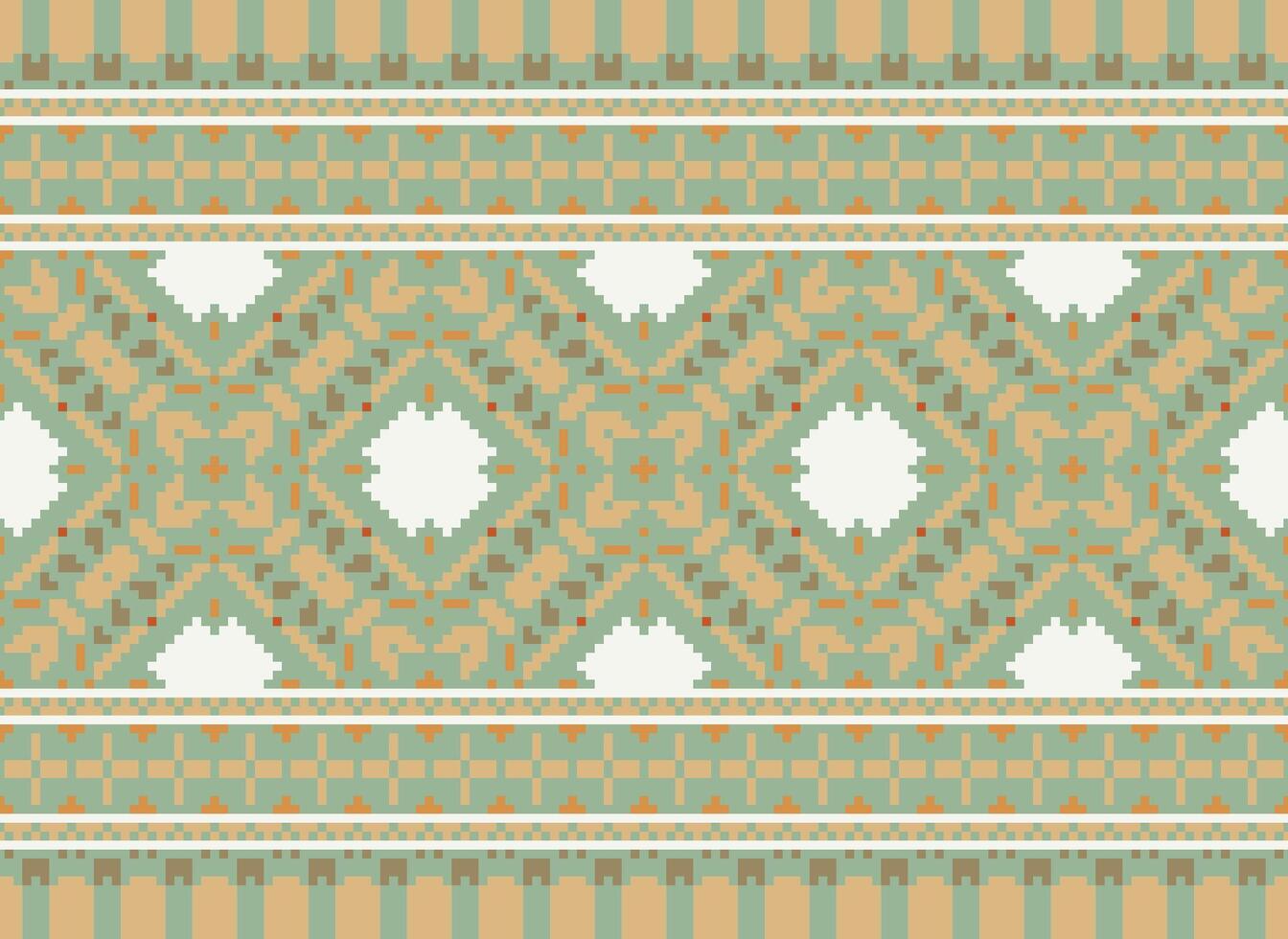 Nature vintages cross stitch traditional ethnic pattern paisley flower Ikat background abstract Aztec African Indonesian Indian seamless pattern for fabric print cloth dress carpet curtains and sarong vector