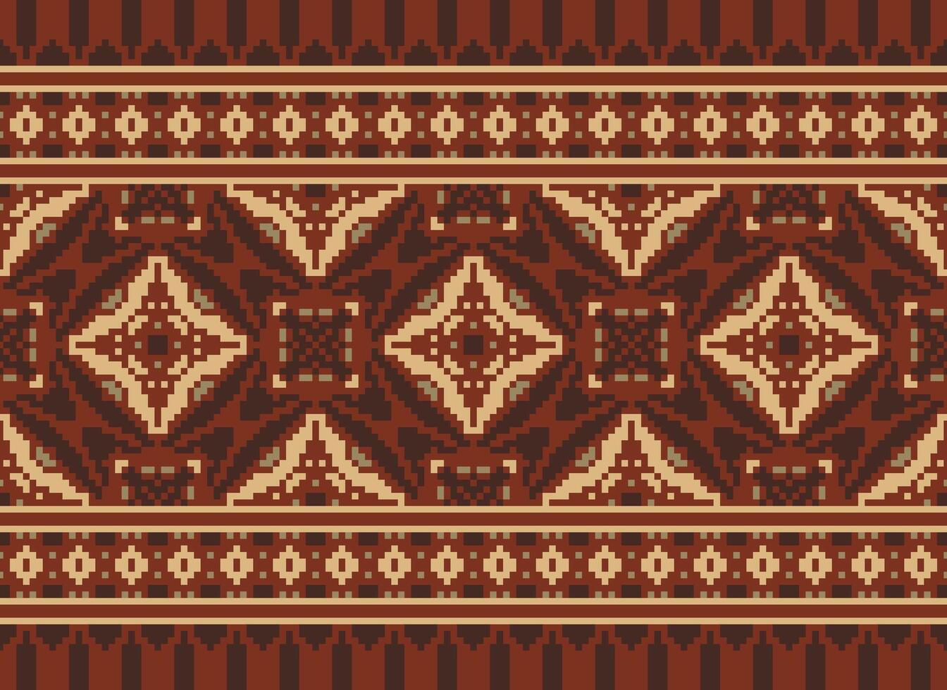Nature vintages cross stitch traditional ethnic pattern paisley flower Ikat background abstract Aztec African Indonesian Indian seamless pattern for fabric print cloth dress carpet curtains and sarong vector