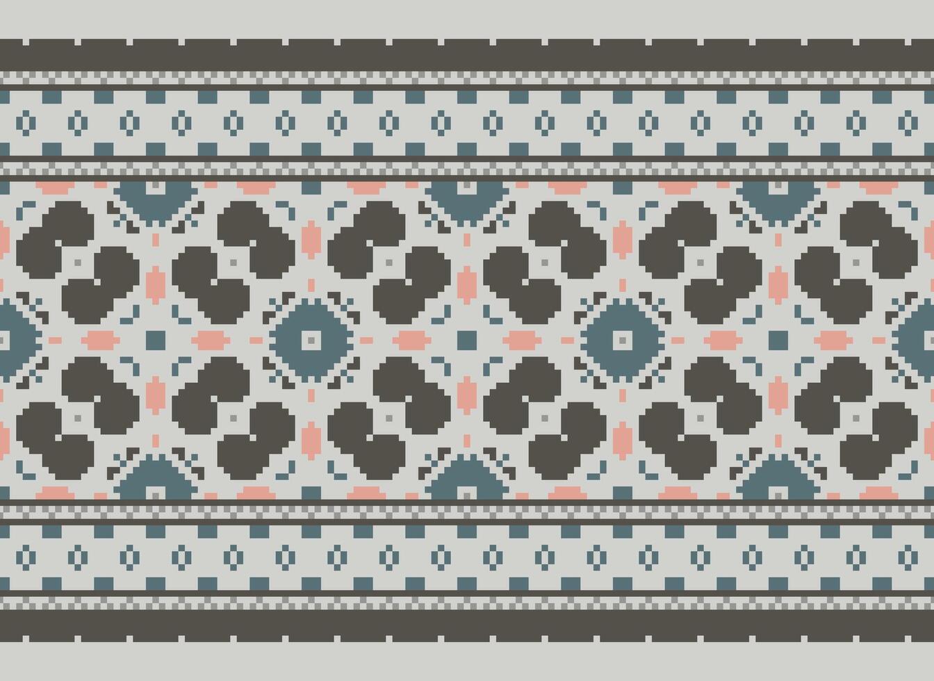 Nature vintages cross stitch traditional ethnic pattern paisley flower Ikat background abstract Aztec African Indonesian Indian seamless pattern for fabric print cloth dress carpet curtains and sarong vector