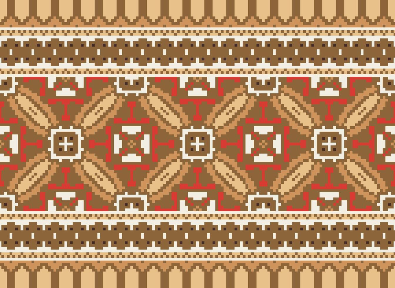Nature vintages cross stitch traditional ethnic pattern paisley flower Ikat background abstract Aztec African Indonesian Indian seamless pattern for fabric print cloth dress carpet curtains and sarong vector