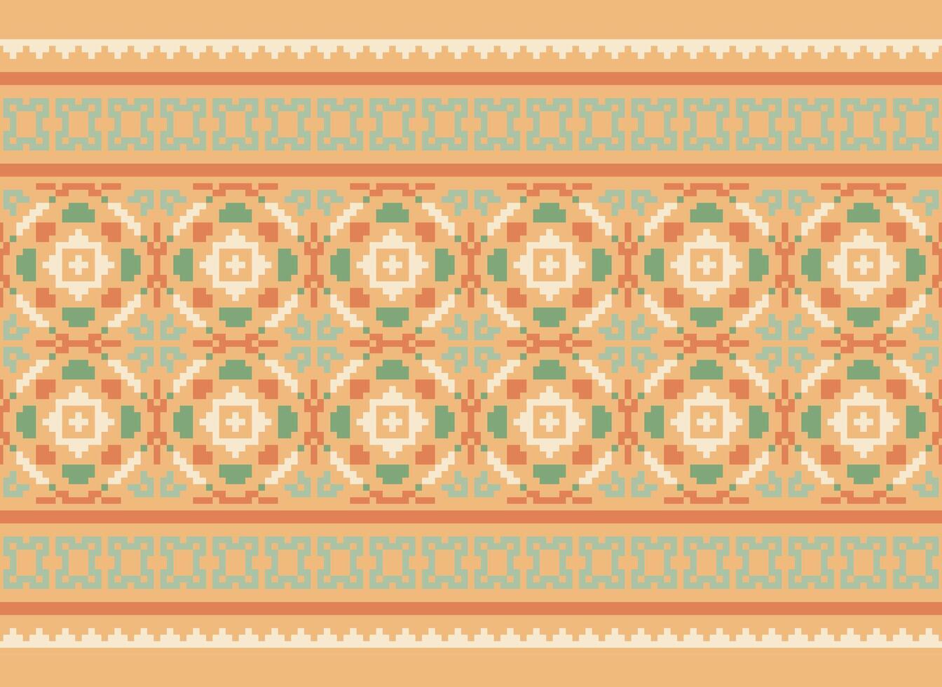 Nature vintages cross stitch traditional ethnic pattern paisley flower Ikat background abstract Aztec African Indonesian Indian seamless pattern for fabric print cloth dress carpet curtains and sarong vector