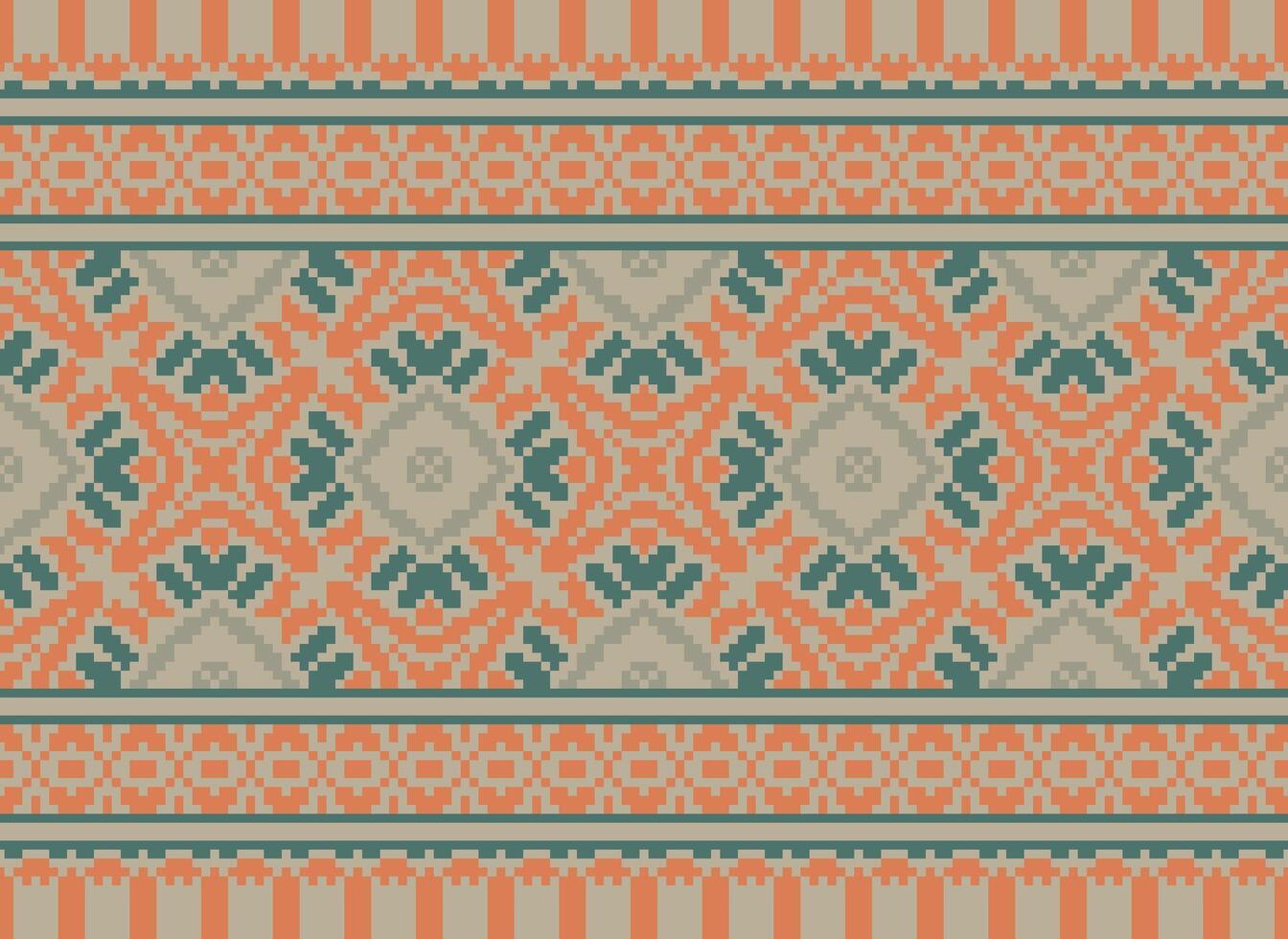 Geometric ethnic pattern. Pixel pattern. Design for clothing, fabric, background, wallpaper, wrapping, batik. Knitwear, Embroidery style. Aztec geometric art ornament print. Vector illustration.