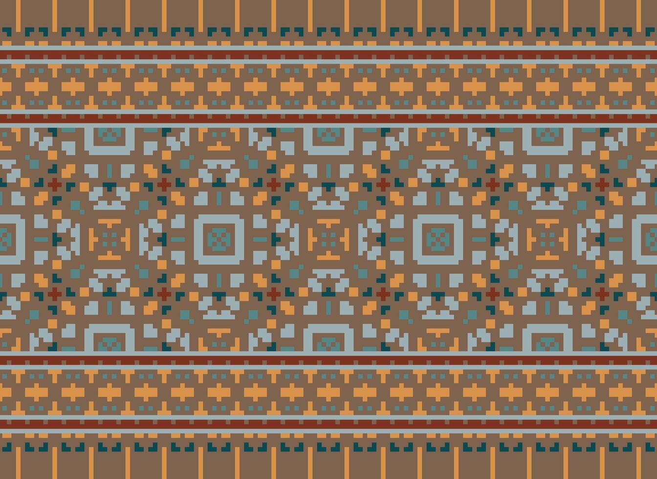 Geometric ethnic pattern. Pixel pattern. Design for clothing, fabric, background, wallpaper, wrapping, batik. Knitwear, Embroidery style. Aztec geometric art ornament print. Vector illustration.