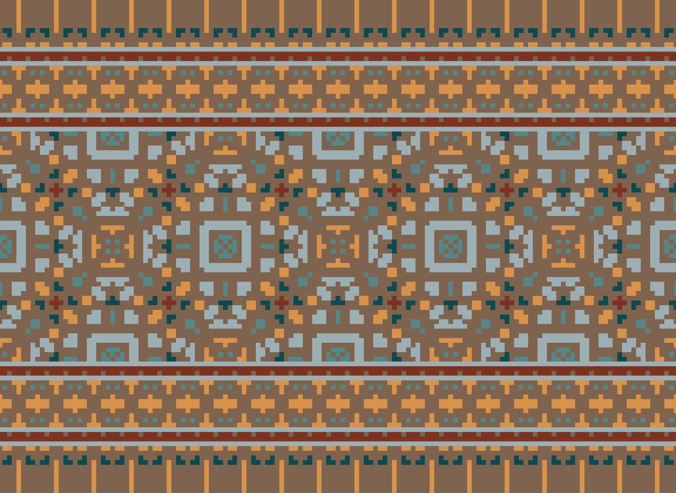 Geometric ethnic pattern. Pixel pattern. Design for clothing, fabric, background, wallpaper, wrapping, batik. Knitwear, Embroidery style. Aztec geometric art ornament print. Vector illustration.