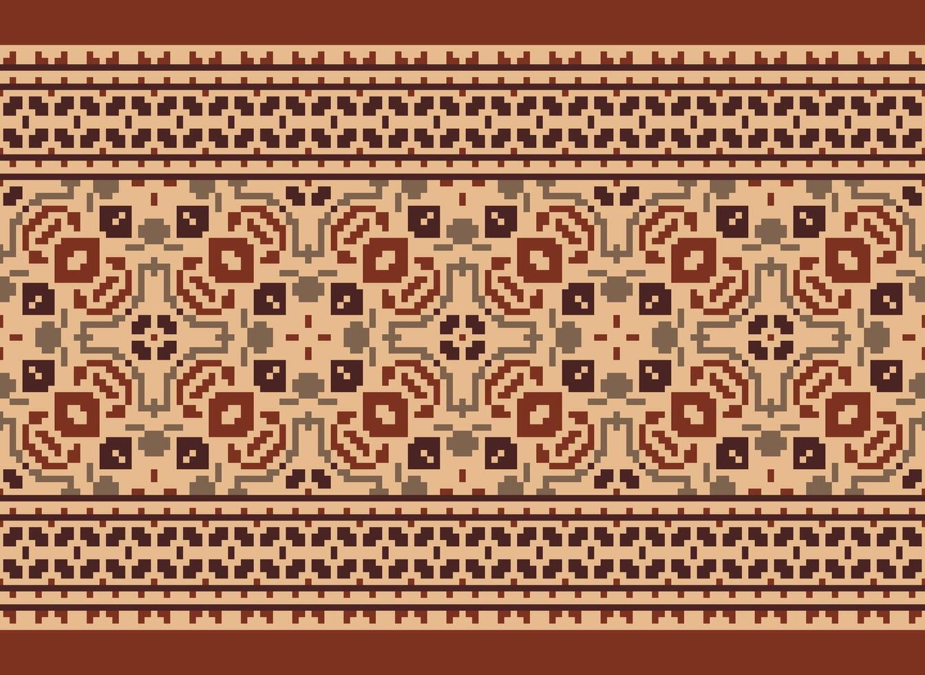 Geometric ethnic pattern. Pixel pattern. Design for clothing, fabric, background, wallpaper, wrapping, batik. Knitwear, Embroidery style. Aztec geometric art ornament print. Vector illustration.