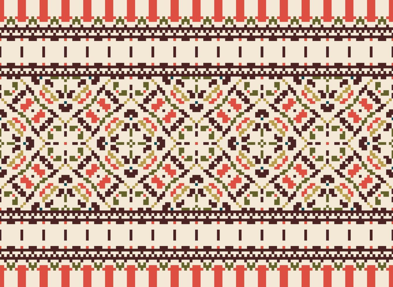 Geometric ethnic pattern. Pixel pattern. Design for clothing, fabric, background, wallpaper, wrapping, batik. Knitwear, Embroidery style. Aztec geometric art ornament print. Vector illustration.