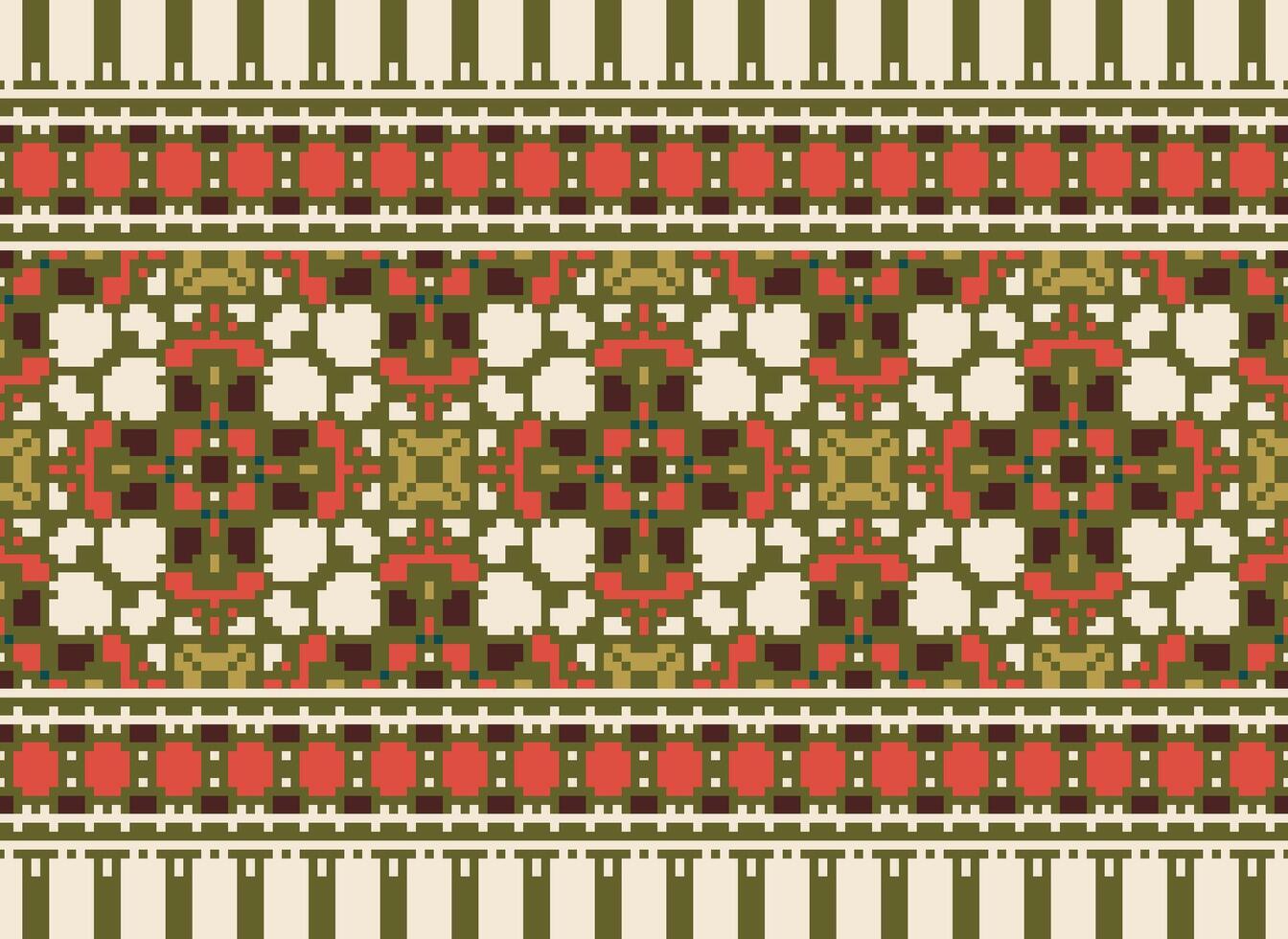 Geometric ethnic pattern. Pixel pattern. Design for clothing, fabric, background, wallpaper, wrapping, batik. Knitwear, Embroidery style. Aztec geometric art ornament print. Vector illustration.