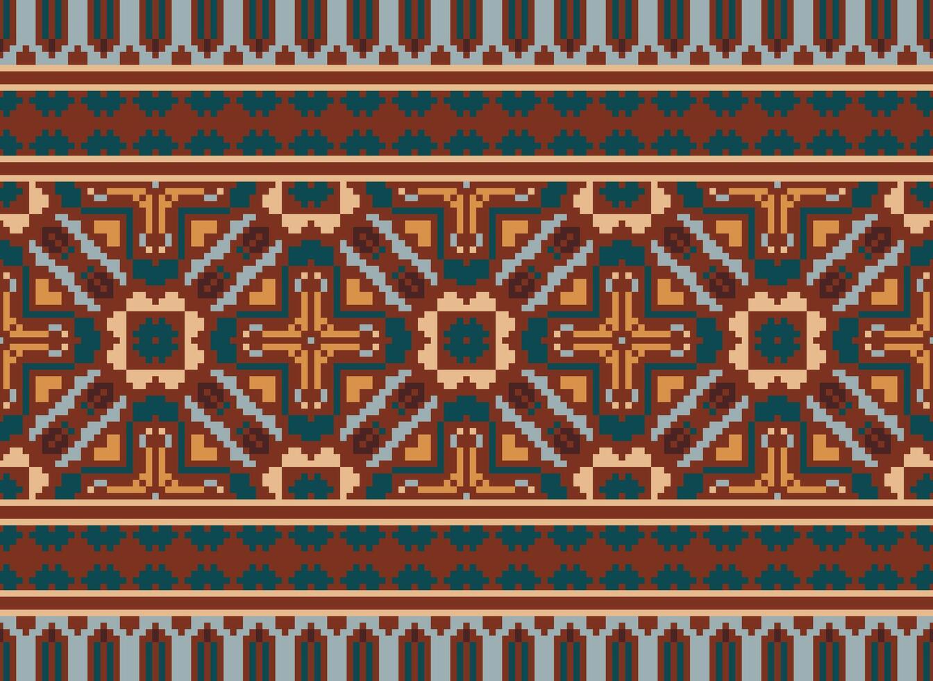 Geometric ethnic pattern. Pixel pattern. Design for clothing, fabric, background, wallpaper, wrapping, batik. Knitwear, Embroidery style. Aztec geometric art ornament print. Vector illustration.