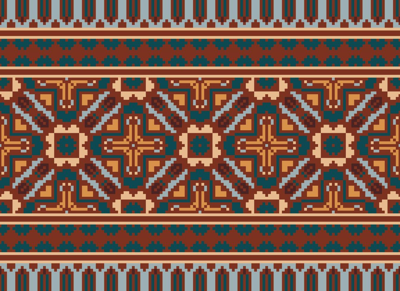 Geometric ethnic pattern. Pixel pattern. Design for clothing, fabric, background, wallpaper, wrapping, batik. Knitwear, Embroidery style. Aztec geometric art ornament print. Vector illustration.