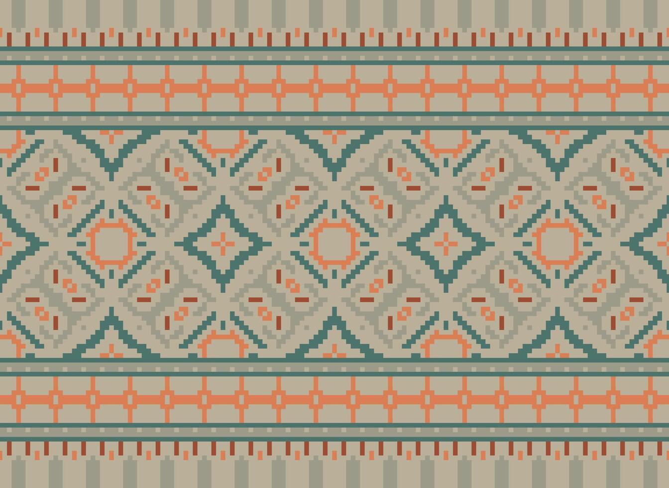 Geometric ethnic pattern. Pixel pattern. Design for clothing, fabric, background, wallpaper, wrapping, batik. Knitwear, Embroidery style. Aztec geometric art ornament print. Vector illustration.